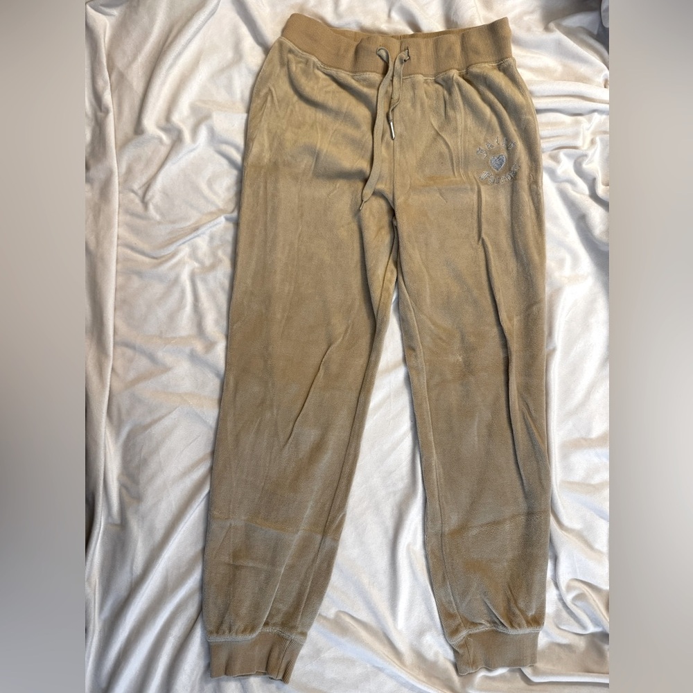 Juicy Couture Women’s Tan Bling Velour Sweatpants